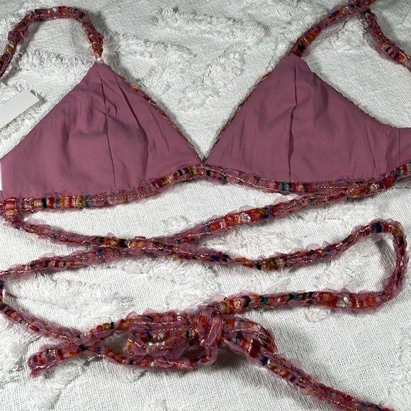 NWT For Love & Lemons Dionne Bra Top Bohemian Vibes Sz M & L Dusty Rose Multi - Picture 7 of 17